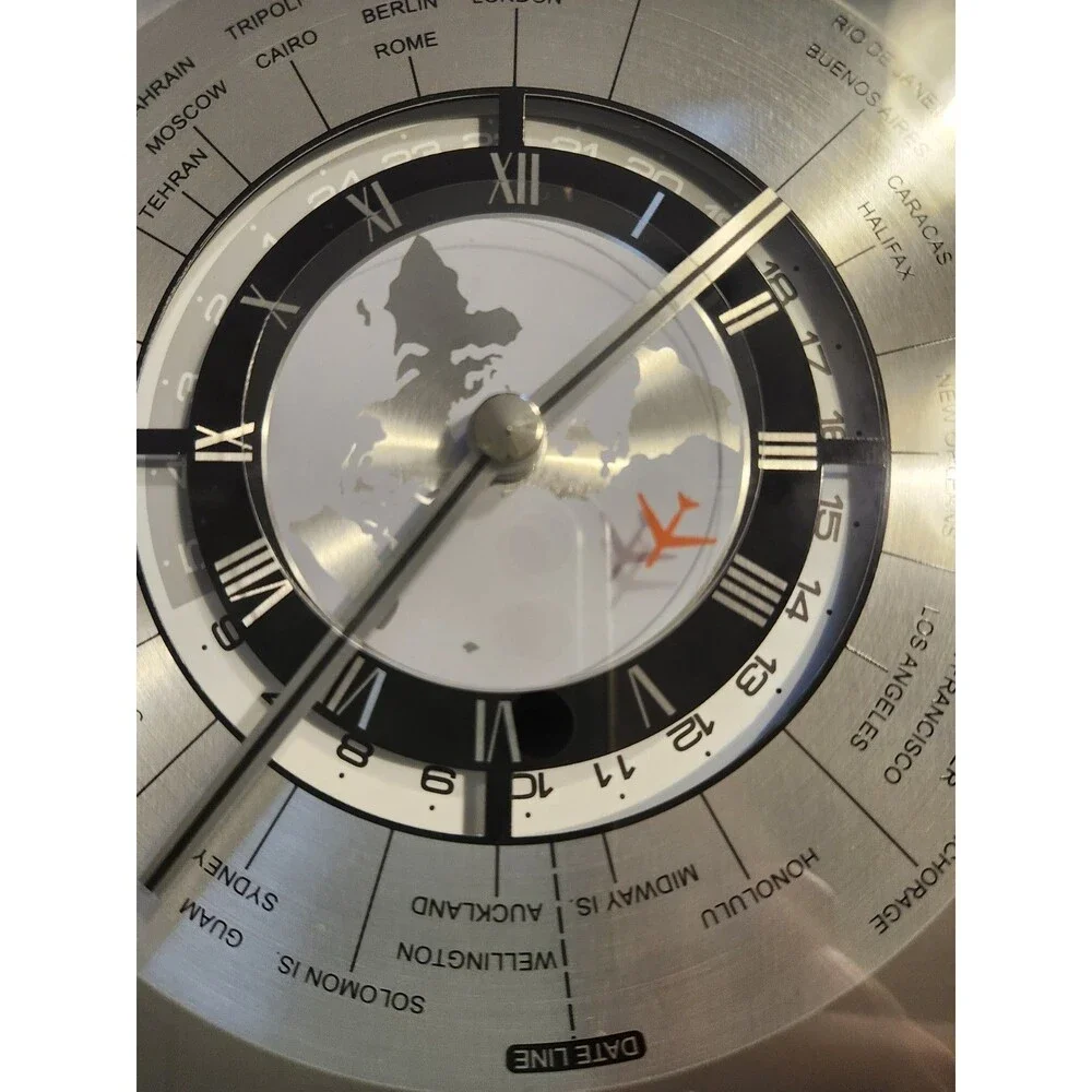 Bulova Wyndmere World Times Tabletop Mantle Clock B2258 Airplane